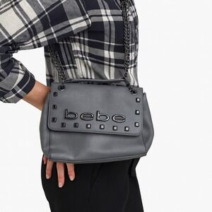 Bebe Studded‎ Crossbody Bag Chain Strap Flap Shoulder Bag Purse